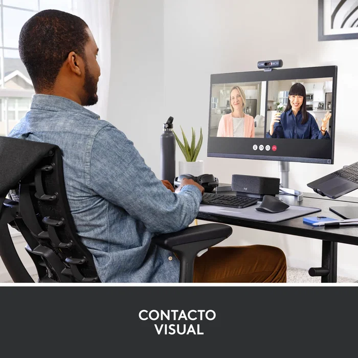 Logitech Brio 500 Webcam Full HD 1080p 60fps USB-C con Micrófonos de Ruido, Obturador de Privacidad, Campo Visual 90°, Autoencuadre - Grafito (960-Cameragraphit