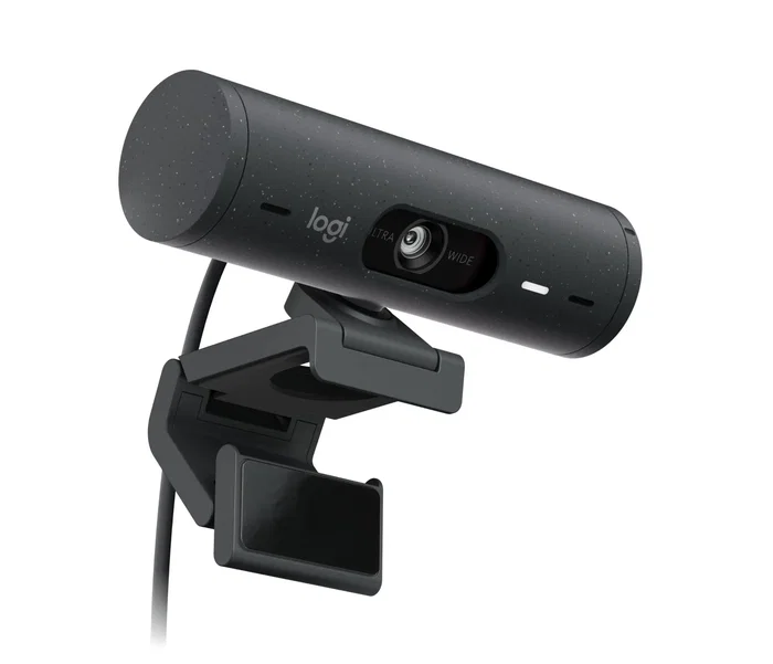 Logitech Brio 500 Webcam Full HD 1080p 60fps USB-C con Micrófonos de Ruido, Obturador de Privacidad, Campo Visual 90°, Autoencuadre - Grafito (960-Cameragraphit