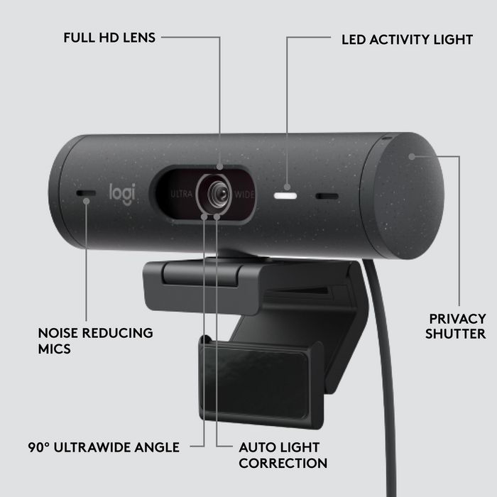 Logitech BRIO 500 Webcam Full HD USB-C Grafito