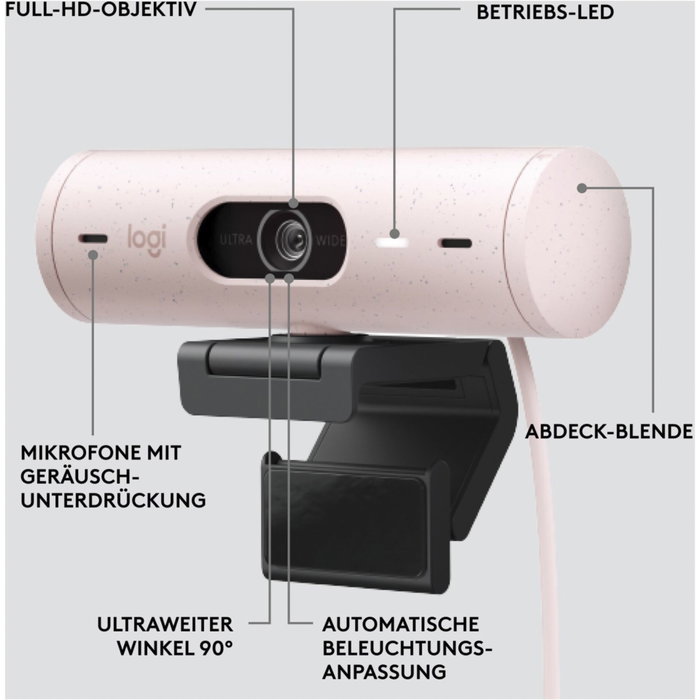 Logitech BRIO 500 Webcam Rosa Full HD USB-C Logitech BRIO 500 Webcam Rosa Full HD USB-C