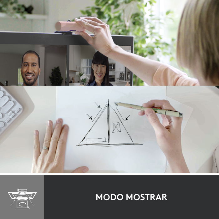 Logitech Webcam Brio 500 Rosa Full HD 1080p 4MP 90° con Clip de Montaje Universal USB-C Plug and Play Rightlight 4 HDR