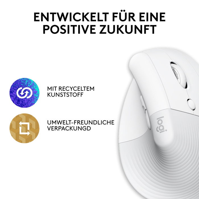 Logitech Lift for Mac Ratón Vertical Ergonómico Blanco