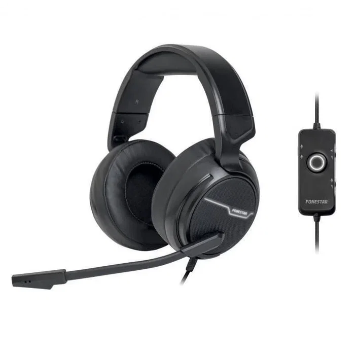 Fonestar Win-U Auriculares Gaming USB con Micrófono Abatible, Cancelación Ruido, LED, Cable 2m, para PC, Mac, PS4, Xbox One, Nintendo Switch