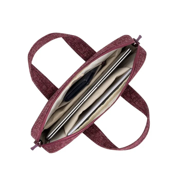 Rivacase 7921 Bandolera para Portátil de 14" (35.6 cm), Borgoña y Blanco, Resistente al Agua, con Compartimento para Tableta y Teléfono - 590 g