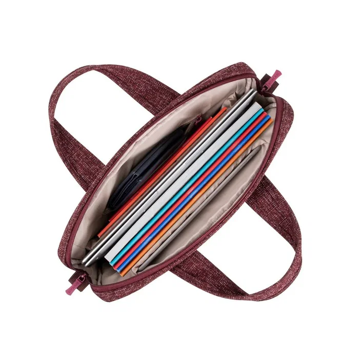Rivacase 7921 Bandolera para Portátil de 14" (35.6 cm), Borgoña y Blanco, Resistente al Agua, con Compartimento para Tableta y Teléfono - 590 g