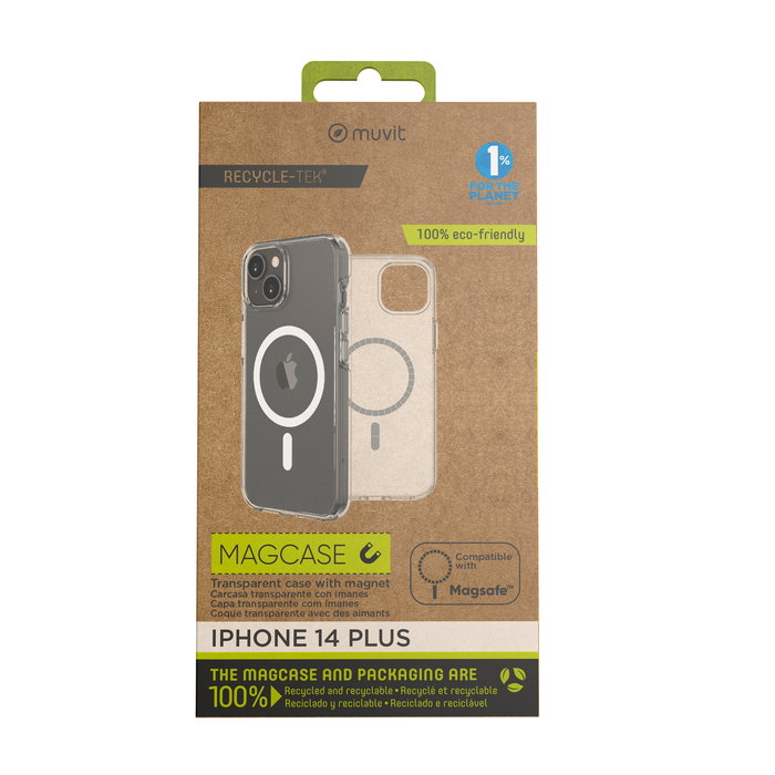 Muvit Funda Recycletek MagSafe para iPhone, Fabricada con Material Reciclado y Reciclable, Compatible con Carga Inalámbrica Qi y Potencia de 15W Muvit Funda Recycletek MagSafe para iPhone, Fabricada con Material Reciclado y Reciclable, Compatible con Carga Inalámbrica Qi y Potencia de 15W