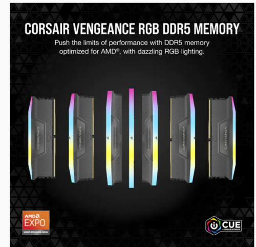 Corsair Vengeance RGB DDR5 64GB (2x32GB) 5200MHz CL40 - Gris