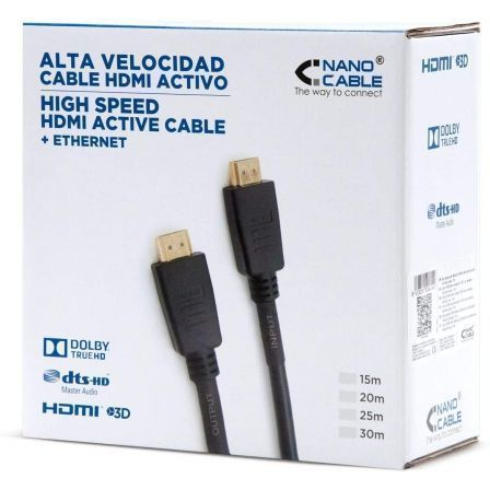 Nano Cable Cable HDMI 1.4 Alta Velocidad con Ethernet 10.15.1815 - Macho a Macho, 15 Metros, Negro