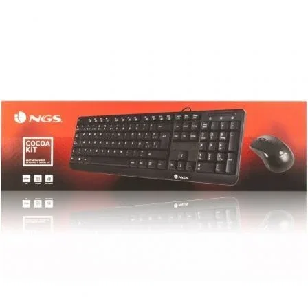 NGS Cocoa Kit Teclado y Ratón Multimedia USB 1000 DPI Resistente a Derrames COCOAKIT