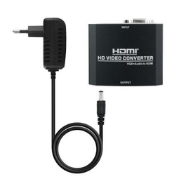 Nano Cable 10.16.2101-BK Conversor HDMI Hembra a VGA Hembra con Jack 3.5 Macho 15cm Negro