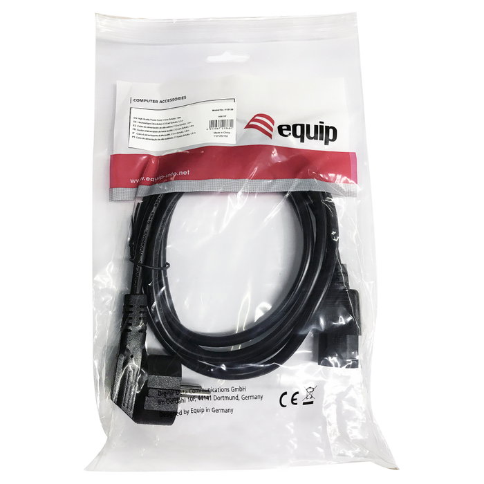 EQUIP Cable de Alimentación C13 a Schuko CEE7/4 1,8m Angular Negro 112120 EQUIP Cable de Alimentación C13 a Schuko CEE7/4 1,8m Angular Negro 112120