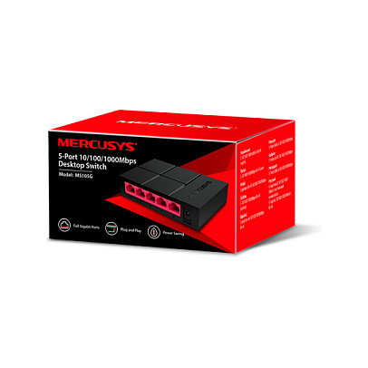Mercusys MS105 Switch de Red Gigabit de 5 Puertos 10/100/1000Mbps Plug and Play Mercusys MS105 Switch de Red Gigabit de 5 Puertos 10/100/1000Mbps Plug and Play