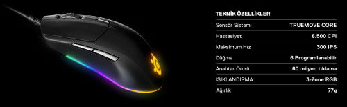 Ratón SteelSeries Rival 3 Negro