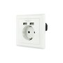 Nanocable Base de enchufe de pared Schuko con 2 puertos USB 2.4A Blanco