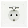 Nanocable Base de enchufe de pared Schuko con 2 puertos USB 2.4A Blanco