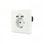 Nanocable Base de enchufe de pared Schuko con 2 puertos USB 2.4A Blanco