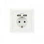 Nanocable Base de enchufe de pared Schuko con 2 puertos USB 2.4A Blanco