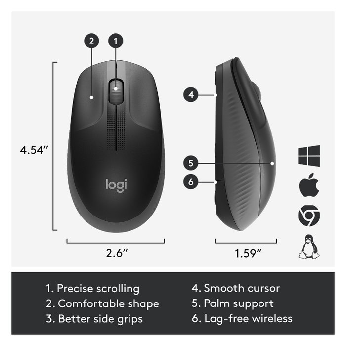 Logitech M190 Ratón Inalámbrico Gris Marengo Logitech M190 Ratón Inalámbrico Gris Marengo