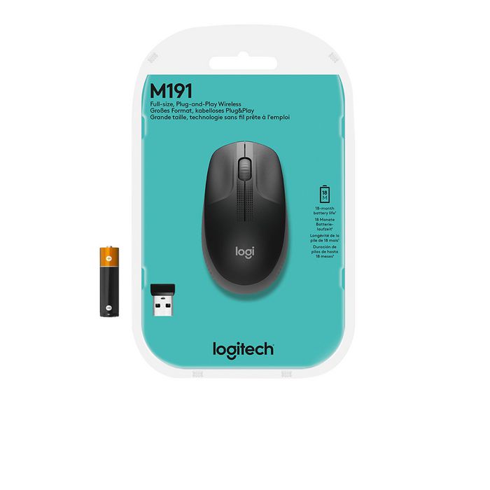 Logitech M190 Ratón Inalámbrico Full-Size de 1000 dpi, Diseño Ergonómico para Manos Medianas/Grandes, Batería AA con 18 Meses de Duración, Plug & Play Logitech M190 Ratón Inalámbrico Full-Size de 1000 dpi, Diseño Ergonómico para Manos Medianas/Grandes, Batería AA con 18 Meses de Duración, Plug & Play