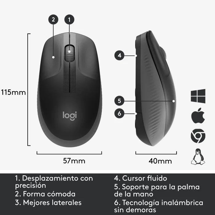 Logitech M190 Ratón Inalámbrico Carbón vegetal Logitech M190 Ratón Inalámbrico Carbón vegetal
