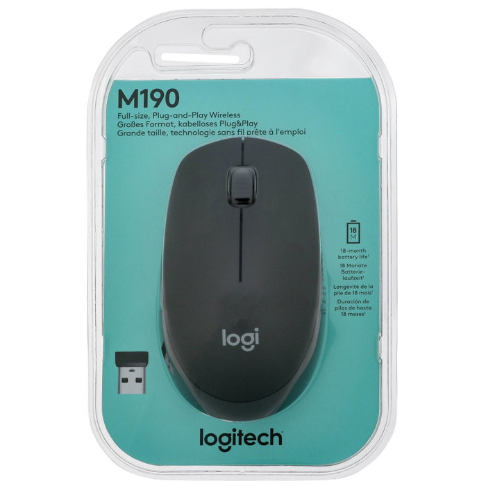 Logitech M190 Ratón Inalámbrico Gris Marengo