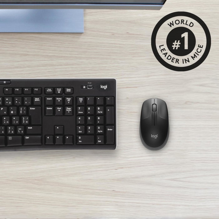 Logitech M190 Ratón Inalámbrico Ambidextro Negro/Gris