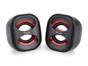 Equip 245331 Kit de Altavoces 2.0 para PC, 6W RMS, Color Negro y Rojo, Conexión Jack 3.5mm y Alimentación USB