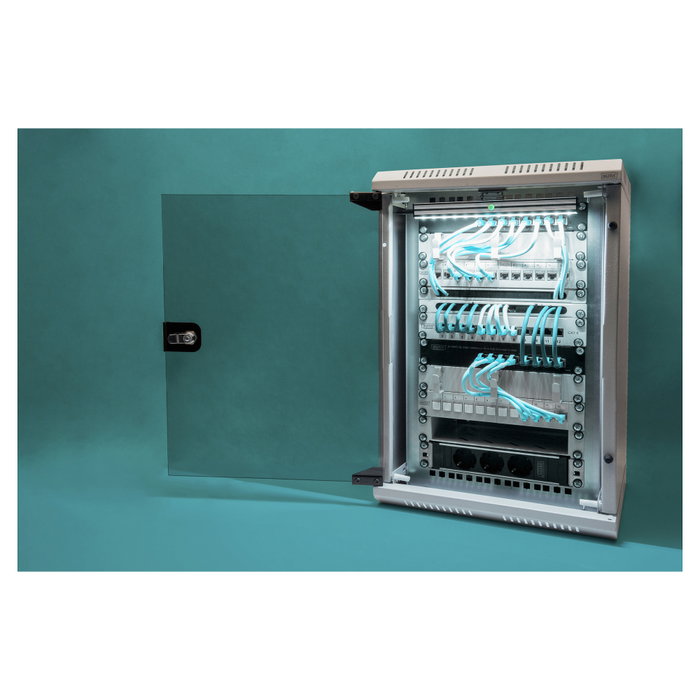 Digitus Armario Rack de Pared 10U, Gabinete de 19 Pulgadas y 10 Pulgadas, Vidrio Templado, 30 kg Capacidad, Bloqueo, Gestión de Cables, IP20, Gris Digitus Armario Rack de Pared 10U, Gabinete de 19 Pulgadas y 10 Pulgadas, Vidrio Templado, 30 kg Capacidad, Bloqueo, Gestión de Cables, IP20, Gris