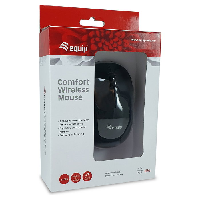 Equip Ratón Inalámbrico Comfort 245111 Negro