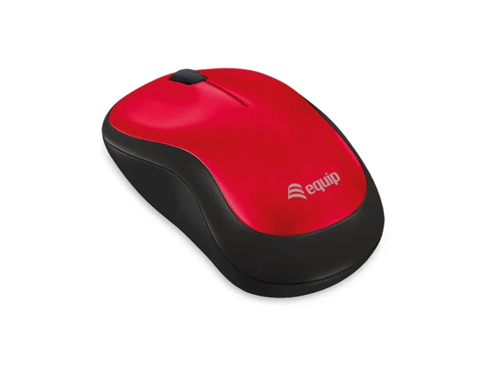 Equip 245113 Ratón Inalámbrico RF 2.4 GHz Óptico para Oficina, Ambidiestro, Mini, Rojo, 2 Botones, Compatible con Windows/Mac/ChromeOS