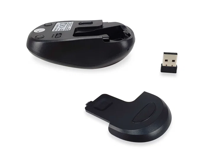 Equip 245113 Ratón Inalámbrico RF 2.4 GHz Óptico para Oficina, Ambidiestro, Mini, Rojo, 2 Botones, Compatible con Windows/Mac/ChromeOS