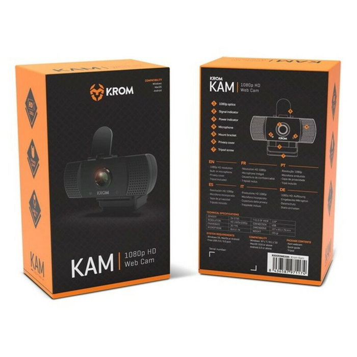 Krom Kam Webcam Gaming Full HD 1080p con Trípode Krom Kam Webcam Gaming Full HD 1080p con Trípode