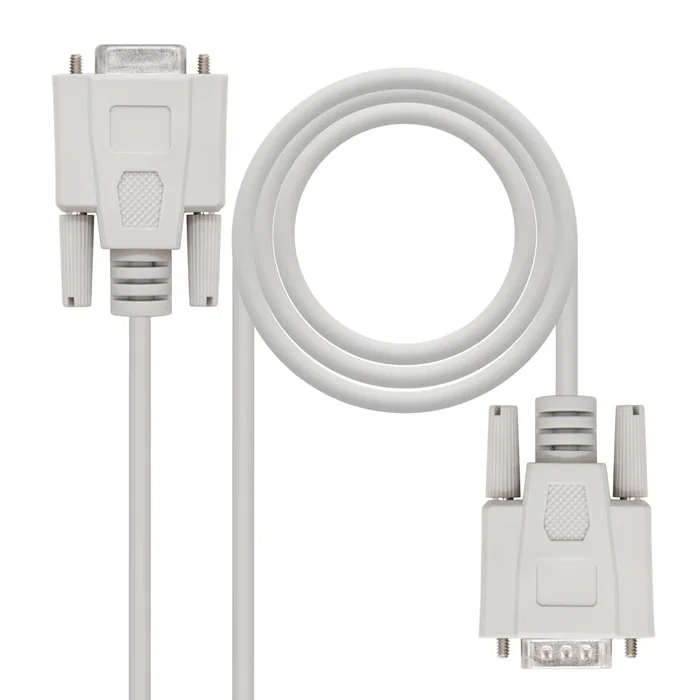 Nanocable 10.14.0202 Cable Serie RS232 DB9 Macho a DB9 Hembra, 1.8m, Color Beige