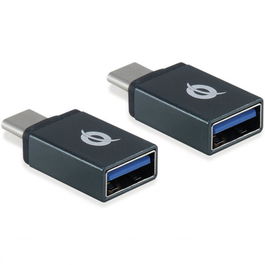 Conceptronic Kit 2 Adaptadores USB-C a USB-A 3.1 OTG, Sincronización y Carga, Negro