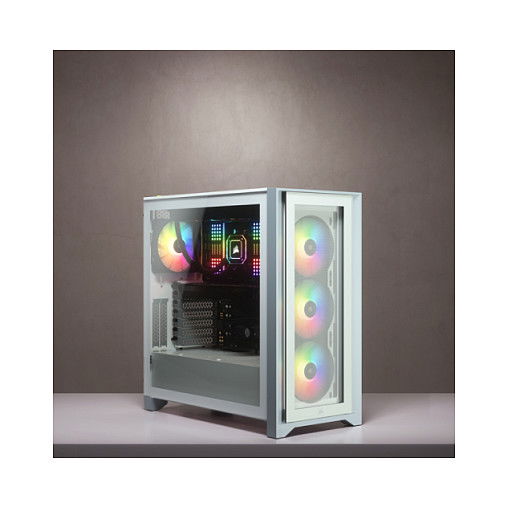 Corsair iCue 4000X RGB Caja ATX Midi Tower Gaming blanca con ventana lateral de cristal templado