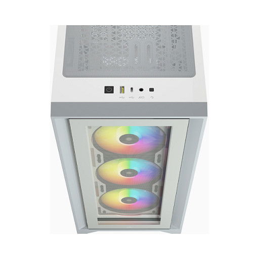 Corsair iCue 4000X RGB Caja ATX Midi Tower Gaming blanca con ventana lateral de cristal templado