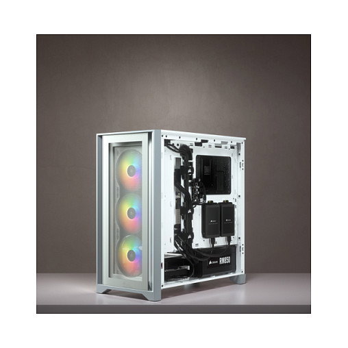 Corsair iCue 4000X RGB Caja ATX Midi Tower Gaming blanca con ventana lateral de cristal templado