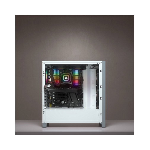 Corsair iCue 4000X RGB Caja ATX Midi Tower Gaming blanca con ventana lateral de cristal templado