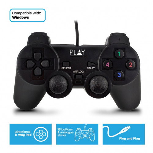 EWENT Gamepad PL3330 Negro USB 2.0 EWENT Gamepad PL3330 Negro USB 2.0