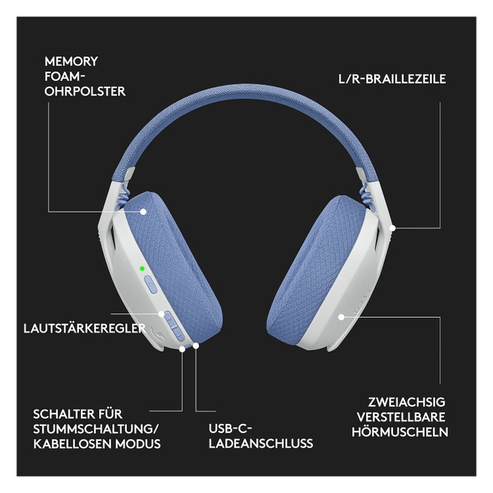 Logitech G435 Lightspeed Auriculares Gaming Inalámbricos Blanco 981-001074