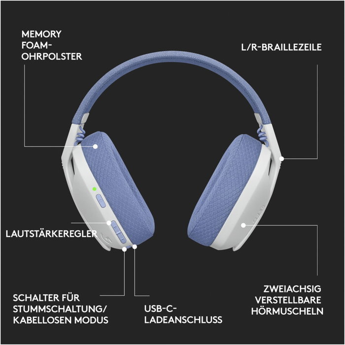 Logitech G435 Lightspeed Blanco/Lila Logitech G435 Lightspeed Blanco/Lila