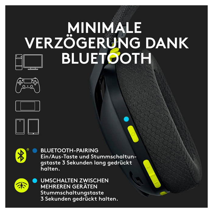 Logitech G435 Lightspeed Auriculares Gaming Inalámbricos Bluetooth Diadema PC PS5 Negro Amarillo 981-001050