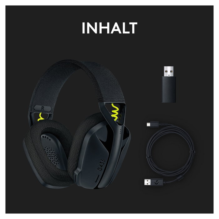 Logitech G435 Lightspeed Auriculares Gaming Inalámbricos Bluetooth Diadema PC PS5 Negro Amarillo 981-001050