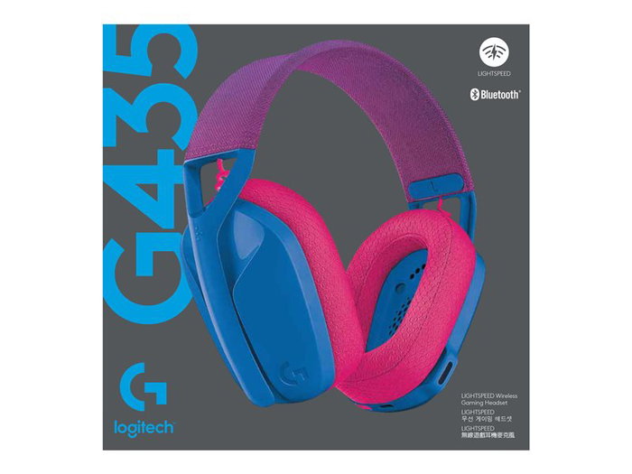 Logitech G435 Auriculares Gaming Inalámbricos LIGHTSPEED y Bluetooth con Micrófono, Sonido Envolvente, Hasta 18h Batería, Ligero (165g), PC, PS, Móvil, Color Azul