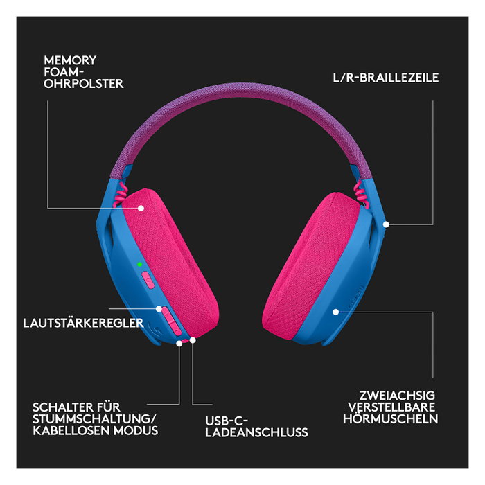 Logitech G435 Lightspeed Auriculares Inalámbricos Azul y Frambuesa
