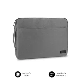 Subblim SUB-LS-0PS0002 Funda Urban para Portátil 14", Sleeve Delgado y Ligero, Poliéster 600D Impermeable, Acolchada, con Asa Retráctil y Bolsillo Frontal, Color Gris
