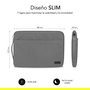 Subblim SUB-LS-0PS0002 Funda Urban para Portátil 14", Sleeve Delgado y Ligero, Poliéster 600D Impermeable, Acolchada, con Asa Retráctil y Bolsillo Frontal, Color Gris