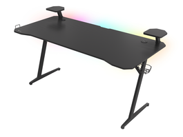 GENESIS Escritorio Gaming Holm 510 RGB Negro 160x75cm con Iluminación LED y Cargador Inalámbrico para Jugadores Profesionales