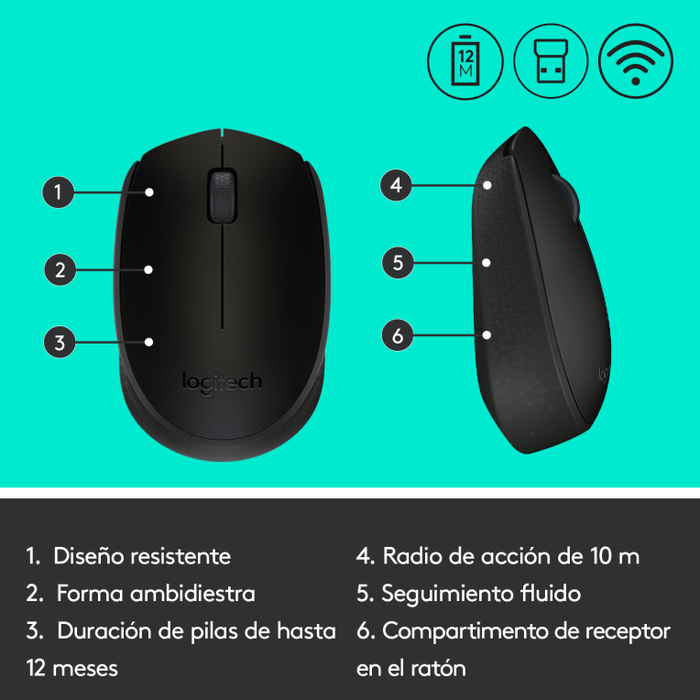 Logitech M171 Ratón Inalámbrico Negro