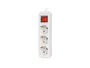 Lanberg PS1-03F-0150-W - Regleta de 3 Tomas Schuko con Protección Infantil y Interruptor - 1.5 m Cable - Blanco - 2500W, 10A, IP20, para Interior